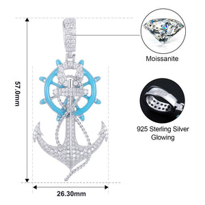 S925 Moissanite Glow In The Dark Anchor Pendant - Different Drips