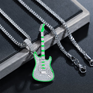 S925 Moissanite Glow In The Dark Guitar Pendant - Different Drips