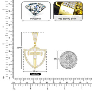 S925 Moissanite Shield Cross Pendant - Different Drips