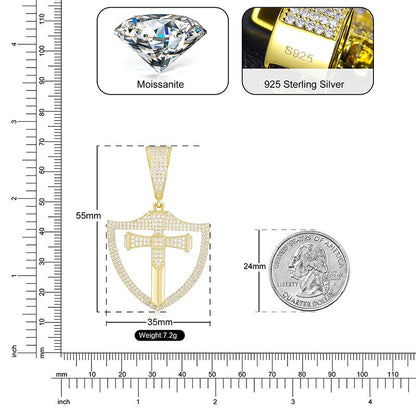 S925 Moissanite Shield Cross Pendant - Different Drips