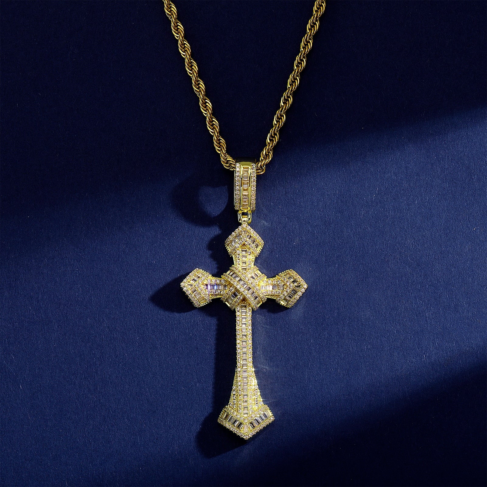 Baguette Cross Pendant - Different Drips