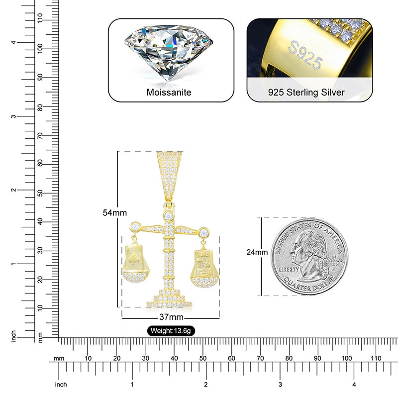 S925 Moissanite Roman Scale Pendant - Different Drips