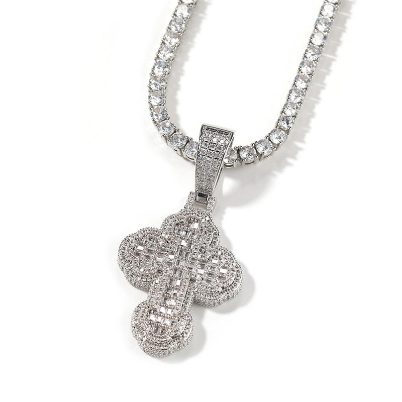 Cloud Baguette Cross Pendant - Different Drips