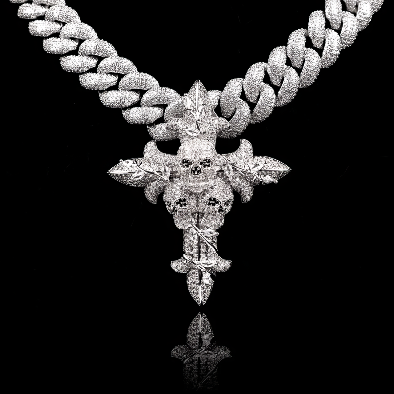 Triple Skull Cross Pendant - Different Drips