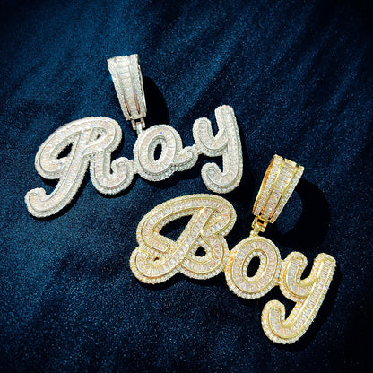 Multi-Layer Baguette Custom Letter Pendant - Different Drips