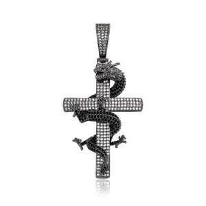 Iced Dragon Cross Pendant - Different Drips