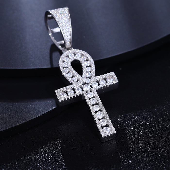 S925 Moissanite Ankh Cross Pendant - Different Drips