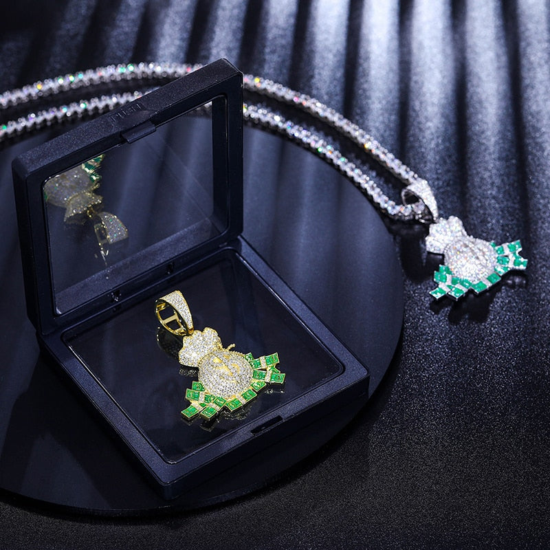 S925 Moissanite Money Bag Dollar Pendant - Different Drips