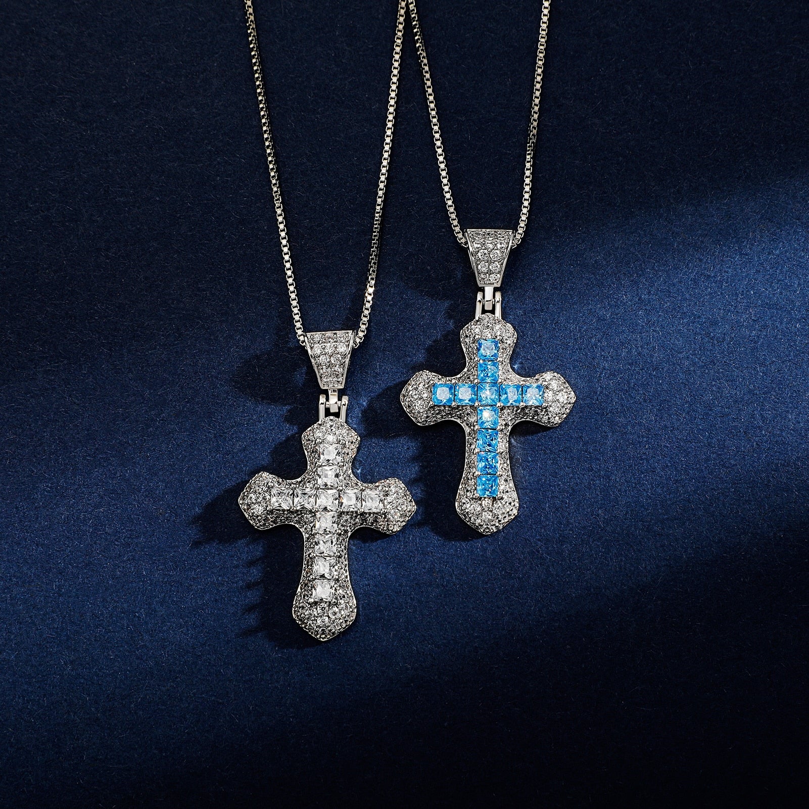 Center Stone Baguette Cross Pendant - Different Drips