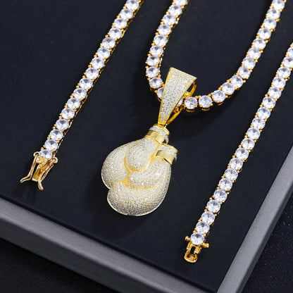 S925 Moissanite Boxing Gloves Pendant - Different Drips