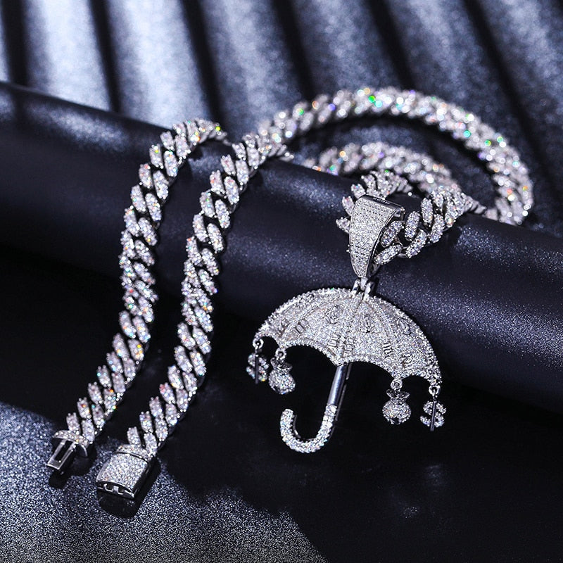 S925 Moissanite Money Bag Umbrella Pendant - Different Drips