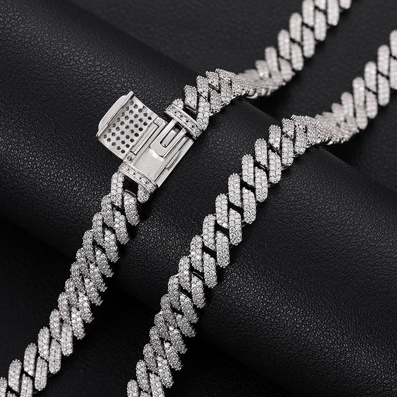 9mm VVS Moissanite & S925 Cuban Prong Link Chain - Different Drips