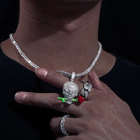 Thumbnail for S925 Moissanite Glow In The Dark Rose Skull Pendant - Different Drips