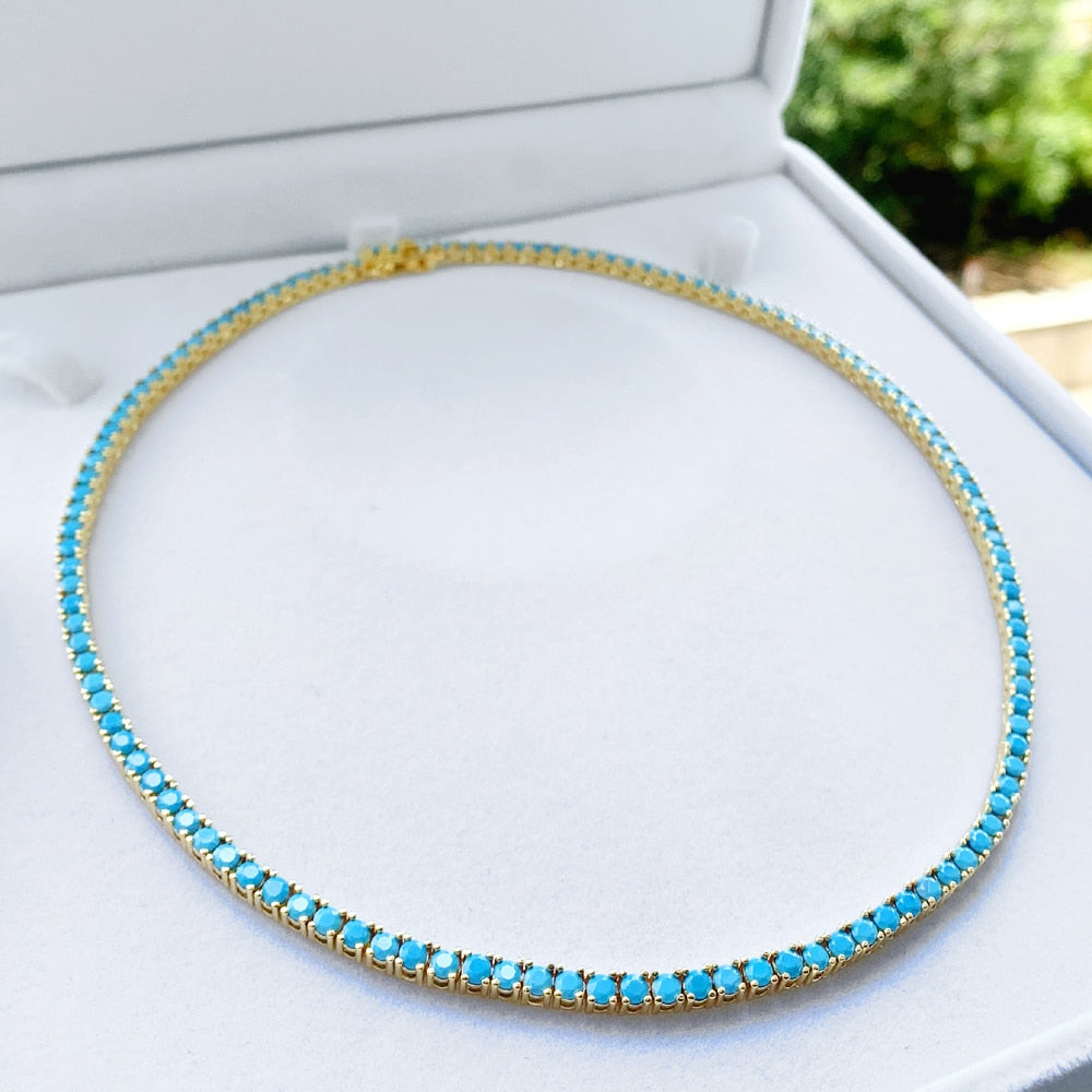 Women's 3mm Turquoise Necklace - Different Drips