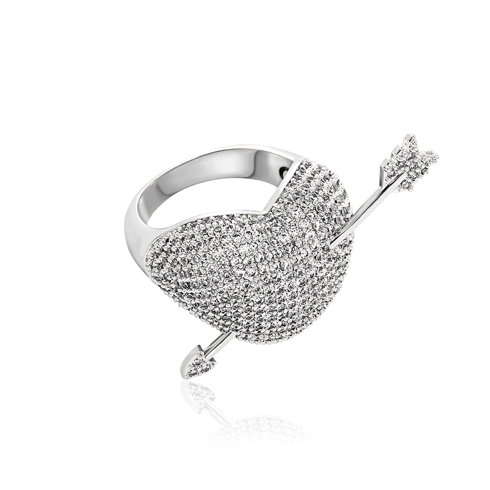 Heart & Arrow Paved Ring - Different Drips