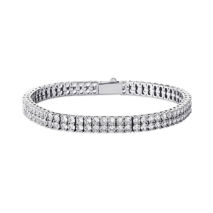 3-4mm Double Row Round-Cut Tennis Bracelet - Different Drips