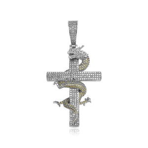 Iced Dragon Cross Pendant - Different Drips