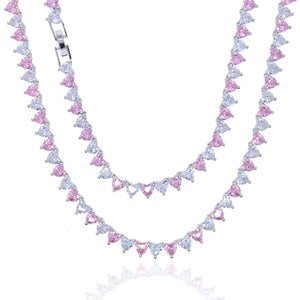 Women's Pink Heart Link Necklace - Different Drips