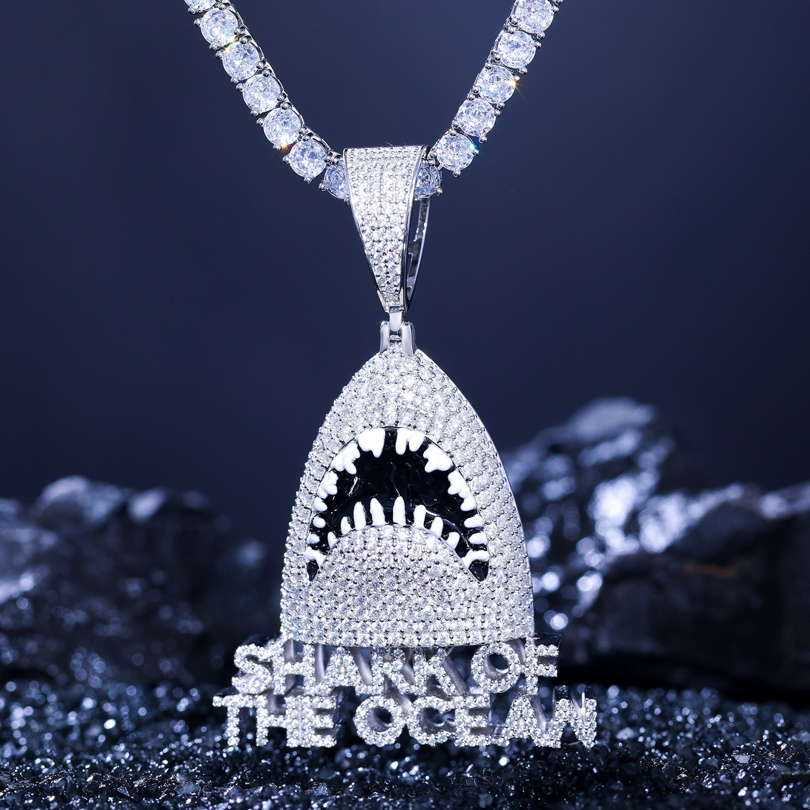 S925 Moissanite Shark Of The Ocean Pendant - Different Drips