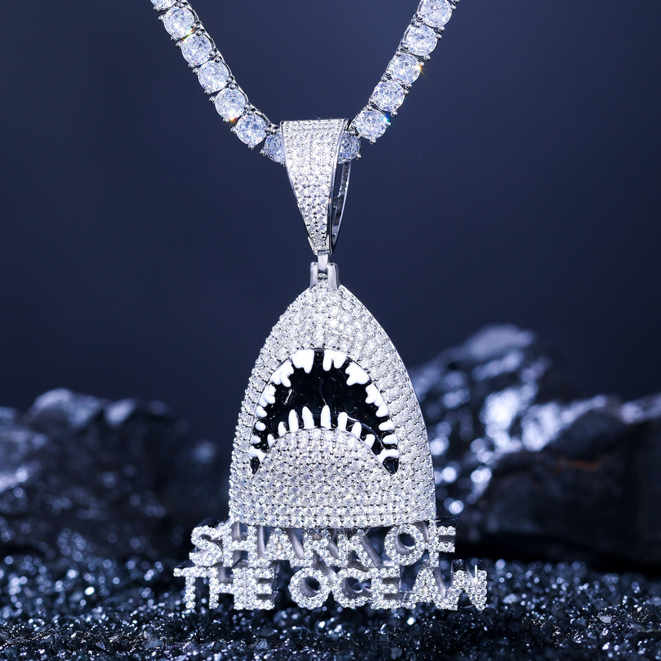 Hip Hop Fashion Full Shark Pendant Necklace - Temu