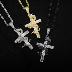 Iced Dragon Cross Pendant - Different Drips