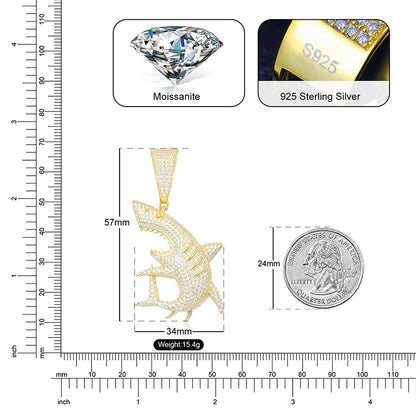 S925 Moissanite Shark Pendant - Different Drips