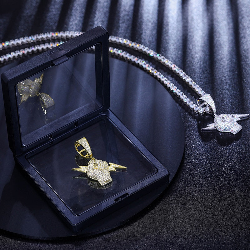 S925 Moissanite Hand Lightning Pendant - Different Drips