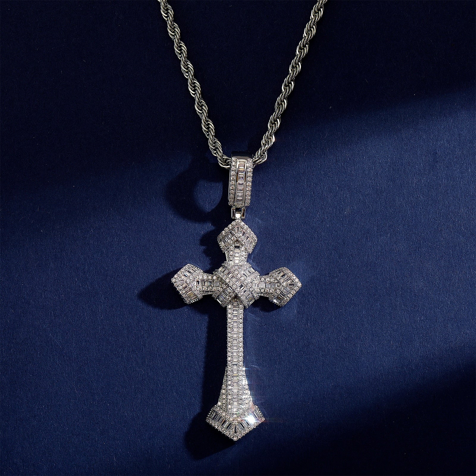 Baguette Cross Pendant - Different Drips