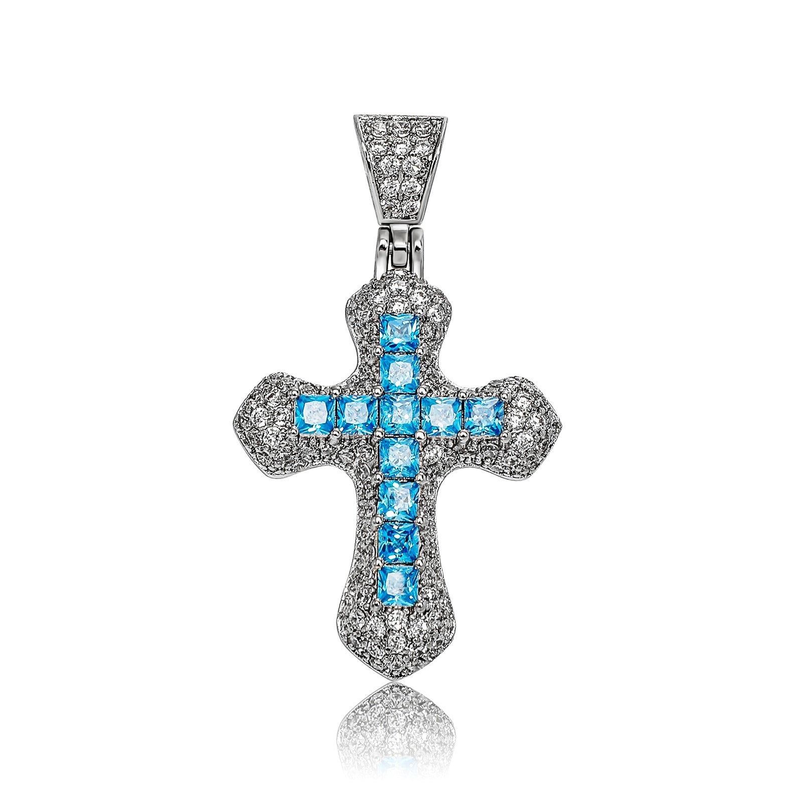 Center Stone Baguette Cross Pendant - Different Drips