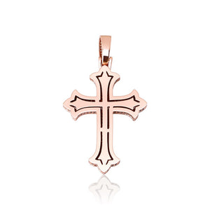 Colored Gem Iced Cross Pendant - Different Drips