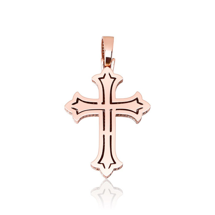 Colored Gem Iced Cross Pendant - Different Drips