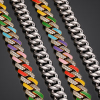 Thumbnail for 14mm Multi-Colored VVS Moissanite & S925 Cuban Prong Link Chain - Different Drips