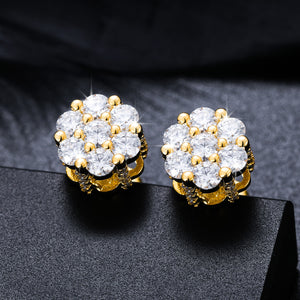 S925 Moissanite Clustered Round Cut Earrings - Different Drips