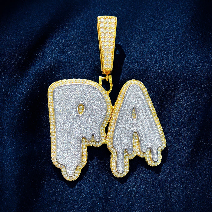 Layered Dripping Custom Letter Pendant - Different Drips