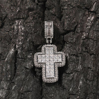 Thumbnail for Center Stone Outlined Baguette Cross Pendant - Different Drips