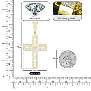 S925 Moissanite Baguette Cross Pendant - Different Drips