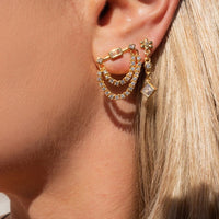 Thumbnail for S925 Women's Double Chained Bar Earrings - Different Drips
