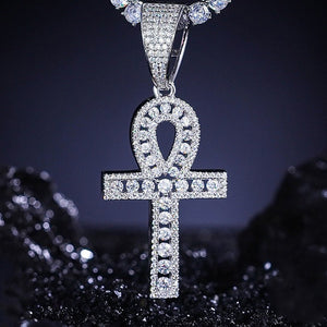 S925 Moissanite Ankh Cross Pendant - Different Drips