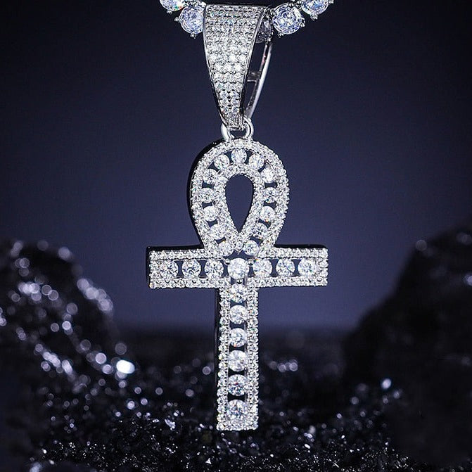 S925 Moissanite Ankh Cross Pendant - Different Drips