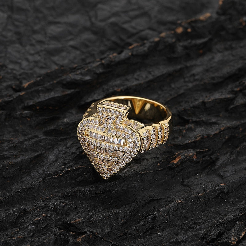 Baguette Ace Of Spades Band Ring - Different Drips