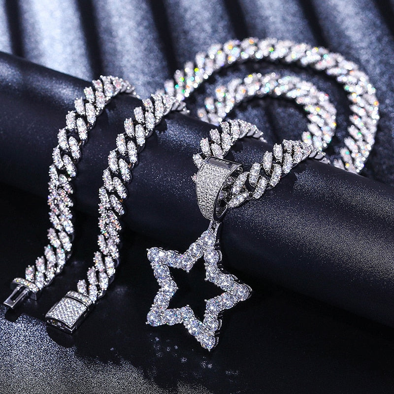 S925 Moissanite Hollow Star Pendant - Different Drips