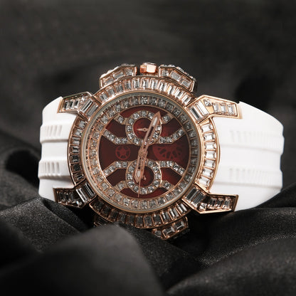 Baguette Round Cut Watch w/ Rubber Strap - Different Drips