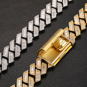 20mm VVS Baguette Moissanite & S925 Prong Cuban Link Chain - Different Drips