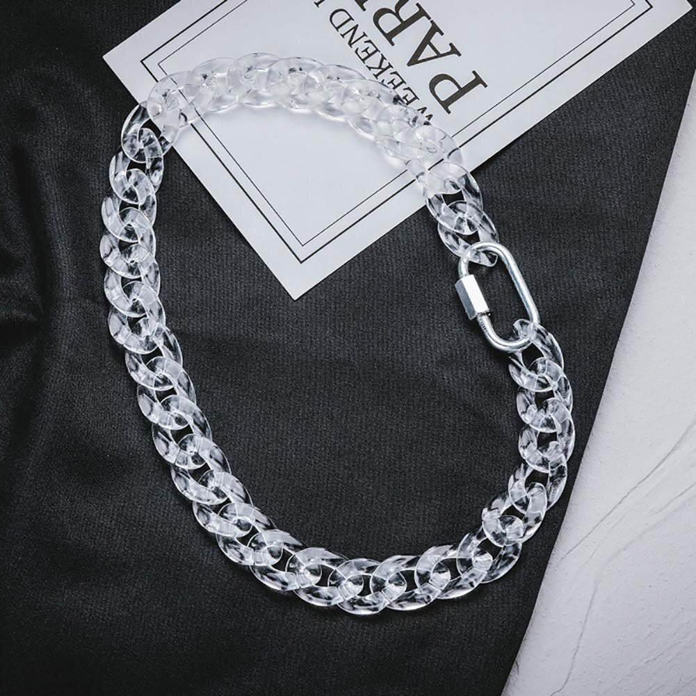 Clear Cuban Link Chain White Gold / 24inch