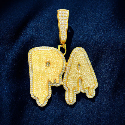 Layered Dripping Custom Letter Pendant - Different Drips