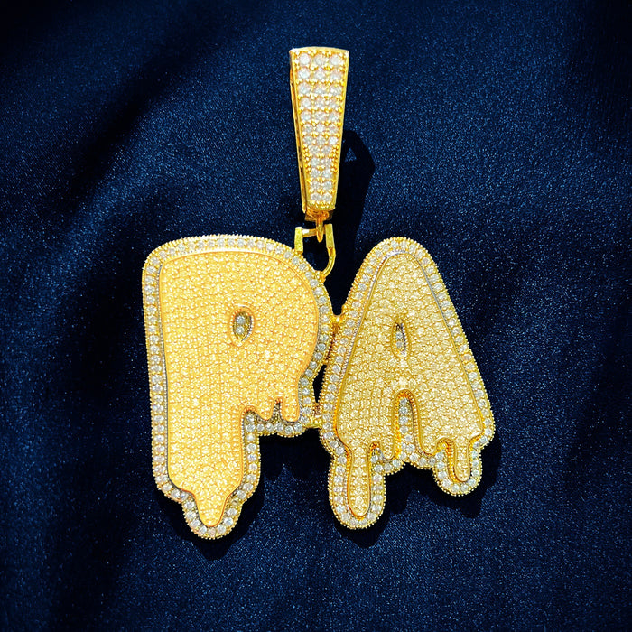 Layered Dripping Custom Letter Pendant - Different Drips