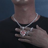 Thumbnail for S925 Moissanite Red Enamel Heart Pendant - Different Drips