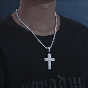 S925 Moissanite Baguette Cross Pendant - Different Drips