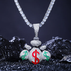 S925 Moissanite Triple Money Bag Pendant - Different Drips