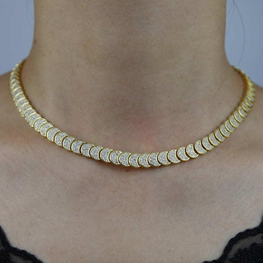 Women's Iced Crescent Moon Necklace - Different Drips